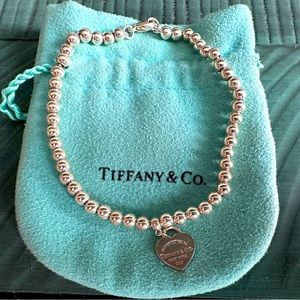 Tiffany & Co. Silver Ball Bracelet with Heart Charm